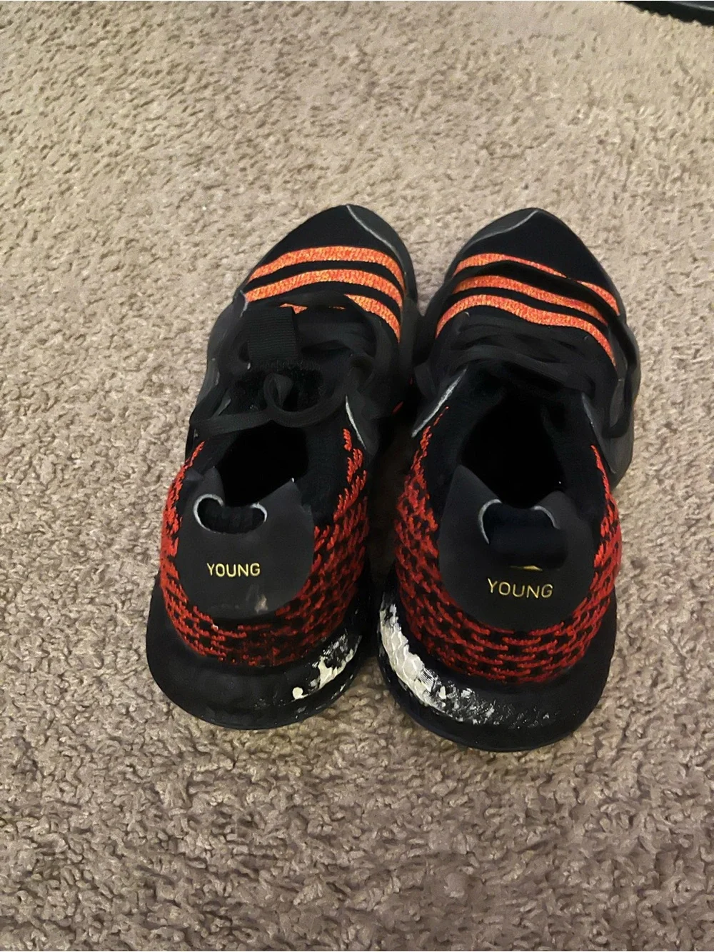 adidas Kids Black & Orange Knit 'Young' Sneakers